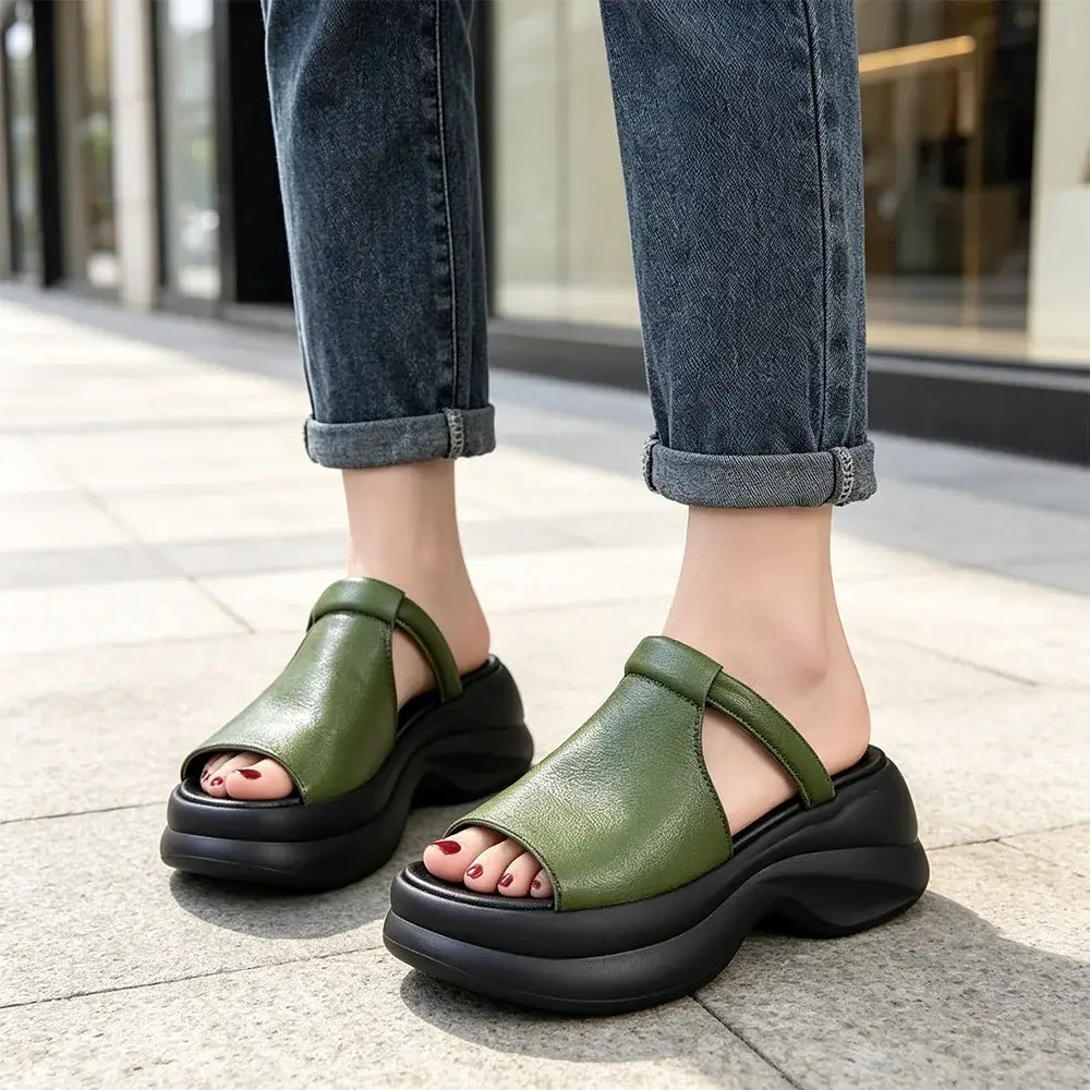 🔥【35-40】👡Sandale noi pentru femei, cu talpă groasă și care sporesc înălțimea (înălțimea tocului 6 cm)