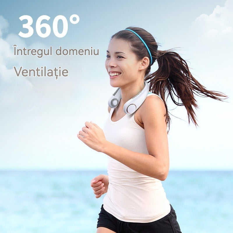 💨 Ventilator Portabil pentru Gât cu Aer Condiționat – Extrem de Silențios, Portabil și Rotativ la 360° – Ideal pentru Vară 🌞