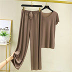 🏆【50%OFF】【M-4XL】Costum din două piese, pantaloni cu mâneci scurte noi, din mătase de gheață