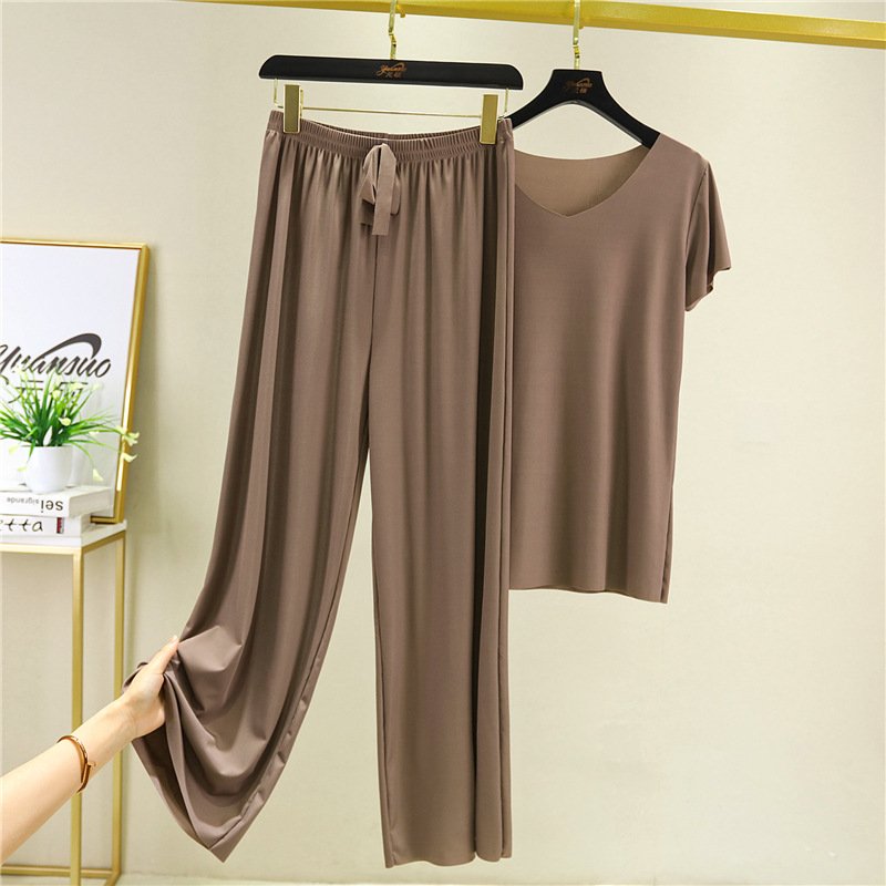🏆【50%OFF】【M-4XL】Costum din două piese, pantaloni cu mâneci scurte noi, din mătase de gheață