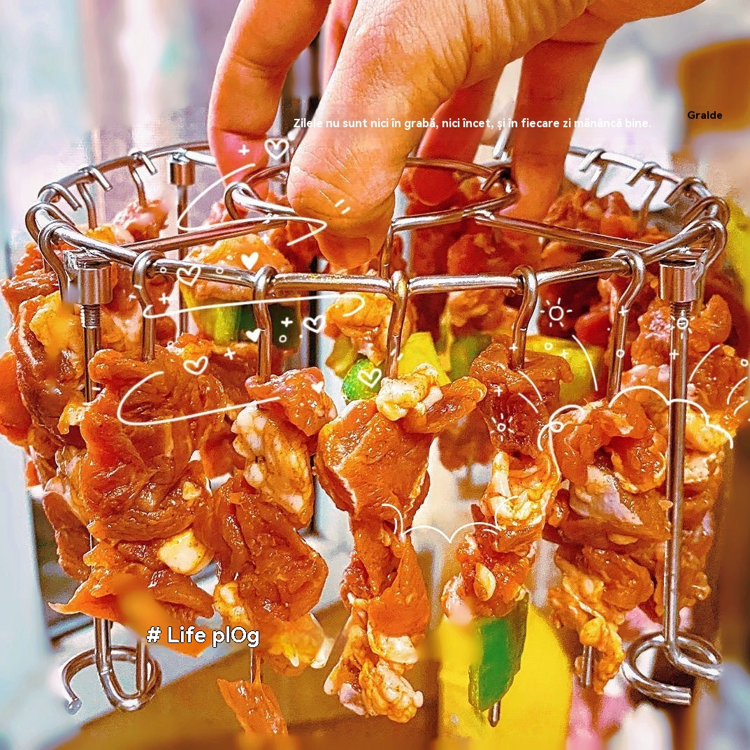 🍢🍖🍗Grătar din oțel inoxidabil 304 cu 24 de țepușe pentru cuptor cu aer cald