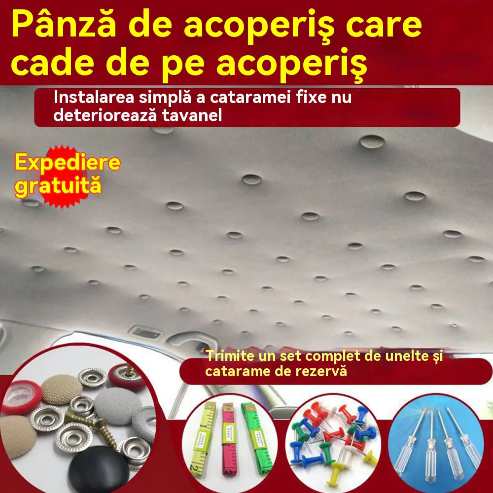 🔥【30% OFF】Pânza de pe acoperișul mașinii cade, reparați catarama de fixare a cuielor Modificare și recondiționare interior a mașinii chins fără demontare (kit de instrumente de instalare + șurubelniță + prosop inclus)
