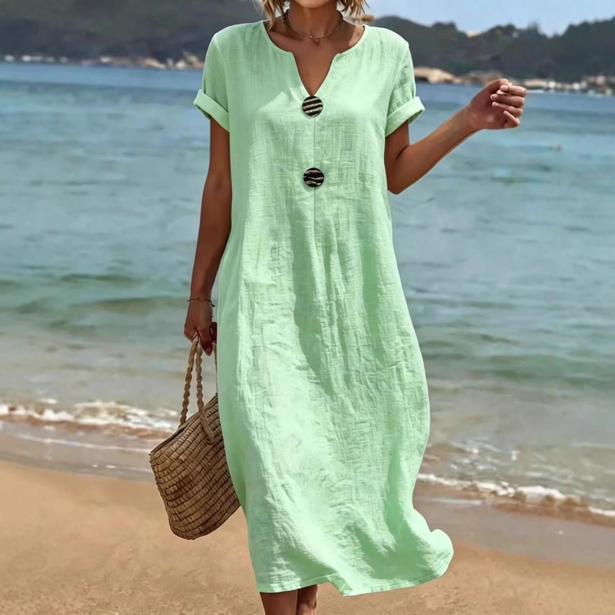 ✨【S-3XL】Rochie elegantă din in și bumbac – Confort și prospețime