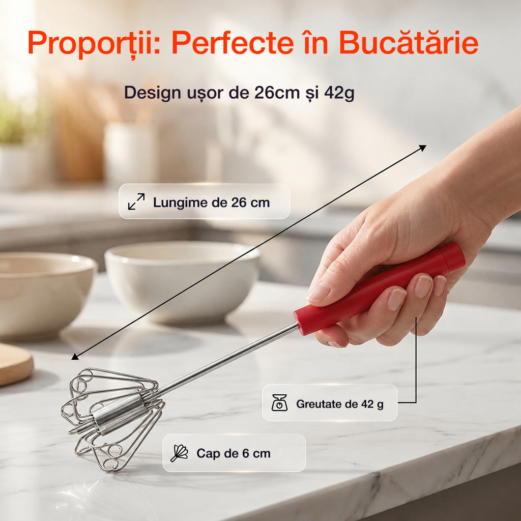 🥳Cumpără 1 Primești 1 Gratuit💪Peste 50.000 de bucăți vândute! 🥚Tel manual semiautomat: se rotește prin simpla apăsare, fără electricitate. Bate ouăle și frișca în doar câteva secunde! ✨