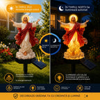 🔥🔱 Statuie de grădină cu Iisus iluminată cu energie solară