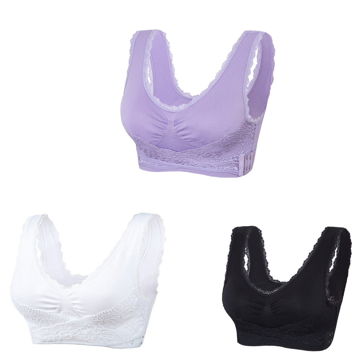 🔥【35kg-110kg】Sutien sport confort pentru somn din dantelă mărime plus (6 bucăți)>Potrivit femeilor peste 35 de ani (recomandat de medic)💕