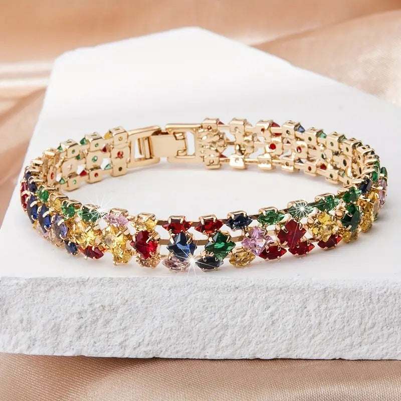 ✨Brățară cu zirconiu cubic geometric, în stil boem, colorată