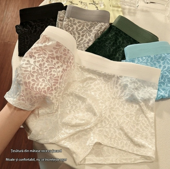 【L-4XL】Lenjerie intimă bărbătească din plasă de mătase glacială, mărime mare, respirabilă.