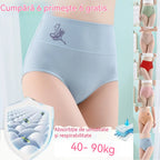 💖【Set de 6 bucăți】Chiloți din bumbac pur cu talie înaltă, efect de ridicare a feselor, mărimi mari