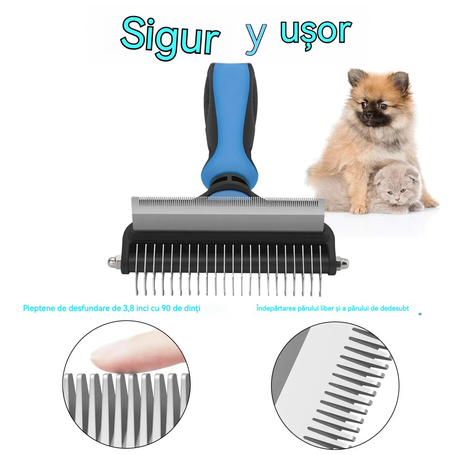 🐾 Perie Profesională pentru Îndepărtarea Părului Mort la Câini și Pisici: Delicată, Eficientă și o Casă Fără Păr! ✨💖