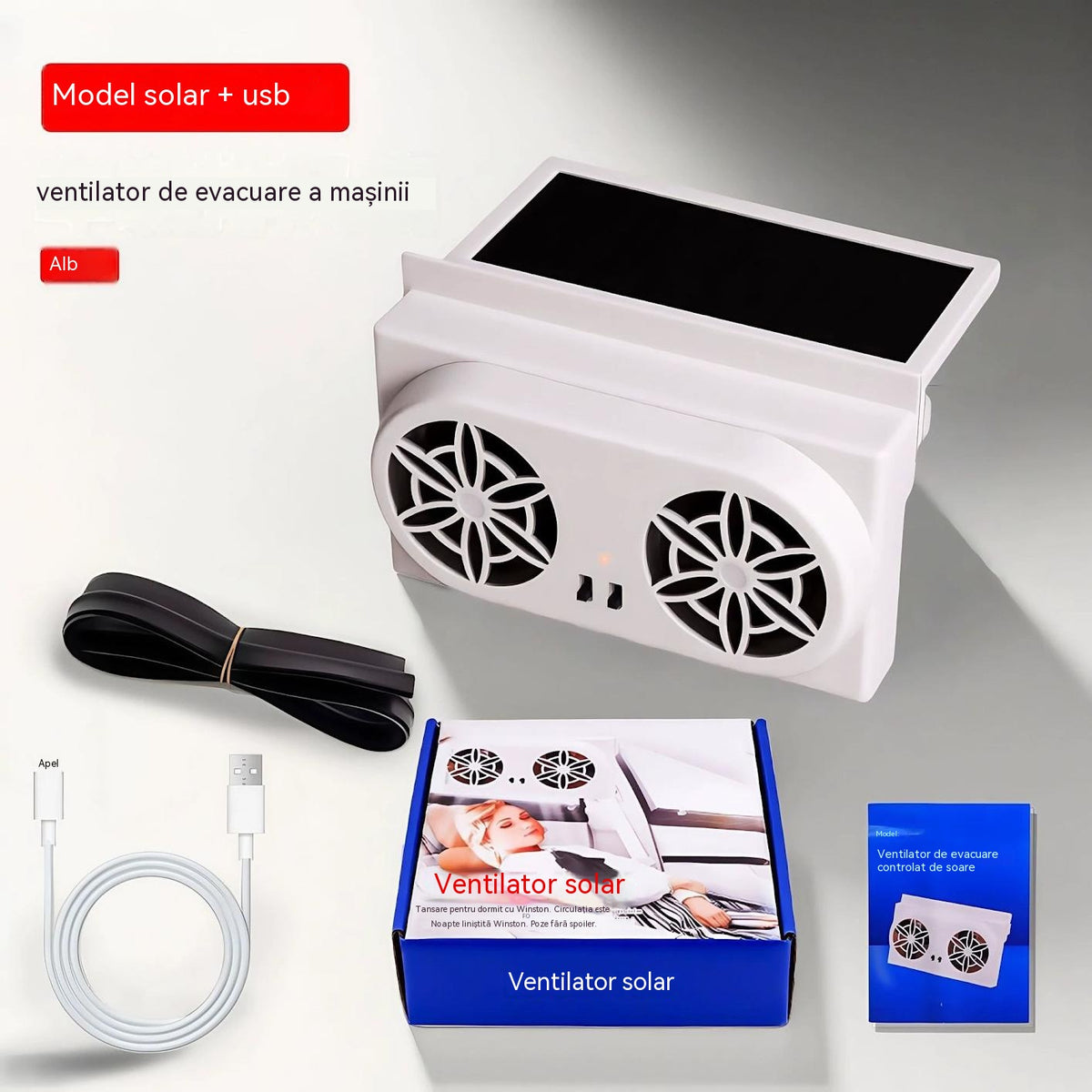 50% REDUCERE🌀Ventilator auto cu energie solară