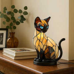 ✨ Lampă de masă în formă de pisică, lampă de veghe retro din rășină colorată, cu motiv felin 🐱💡✨