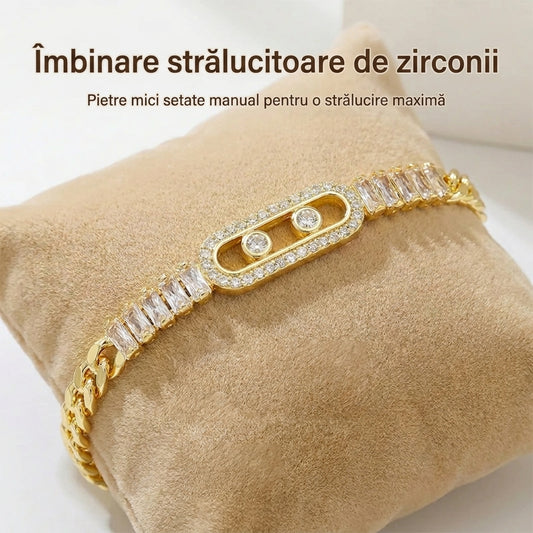 ✨ Reducere de 50% 🔷 Brățară aurie pentru femei cu zirconii 💫