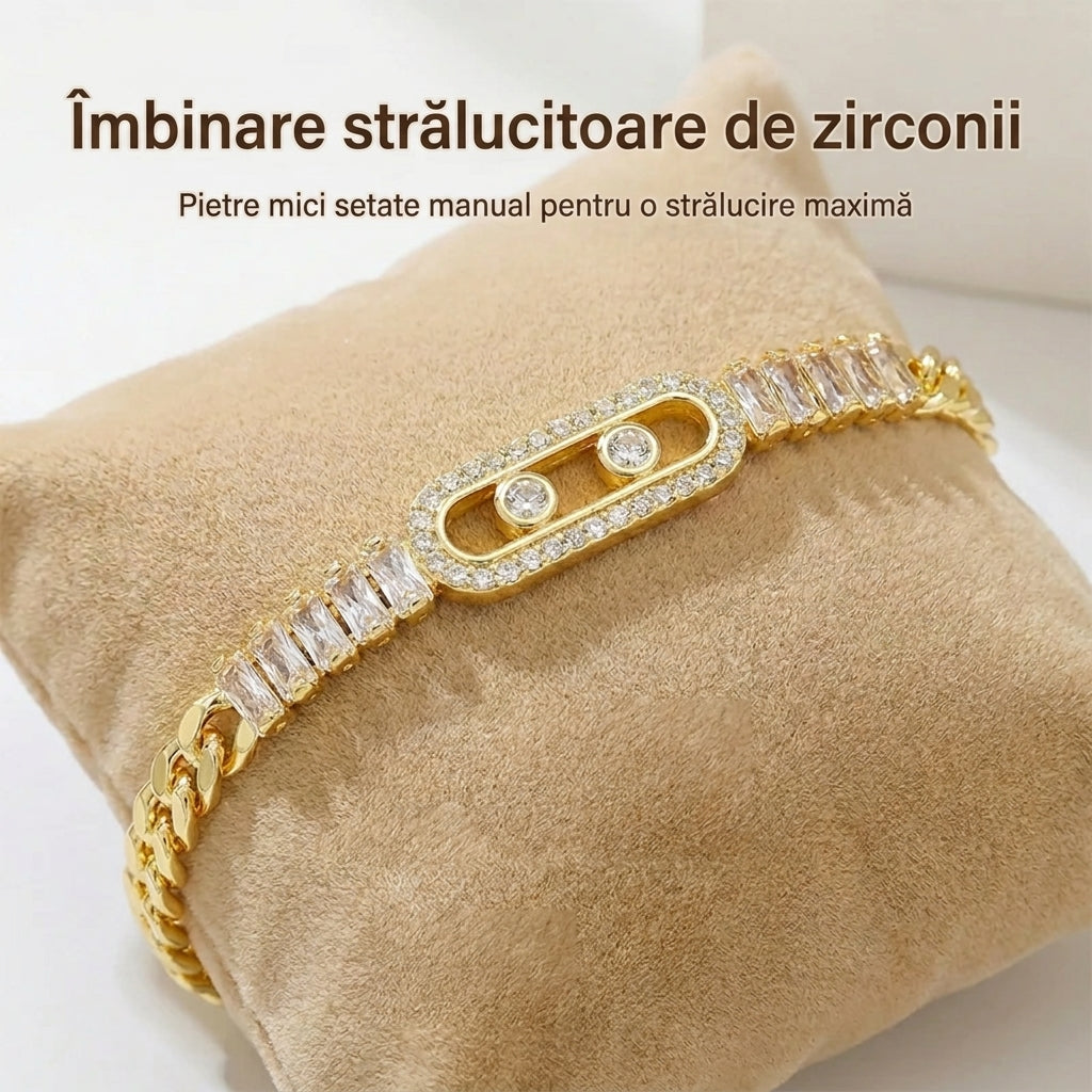 ✨ Reducere de 50% 🔷 Brățară aurie pentru femei cu zirconii 💫