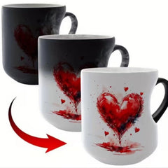 ⏰ O cană ceramică în formă de inimă, care își schimbă culoarea, de oferit persoanei dragi 💝✨
