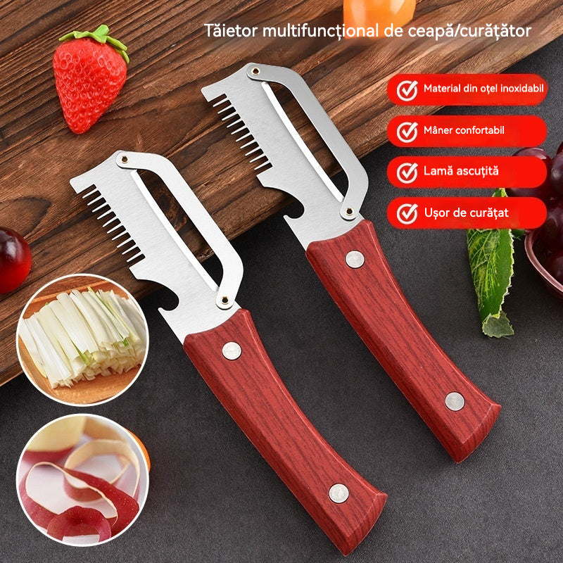 ✅Cumpără 1, primești 1 gratuit (2 articole) 🧅🔪 Curățător de rășini multifuncțional 3 în 1: Curățează, feliază și deschide sticle! 🔥