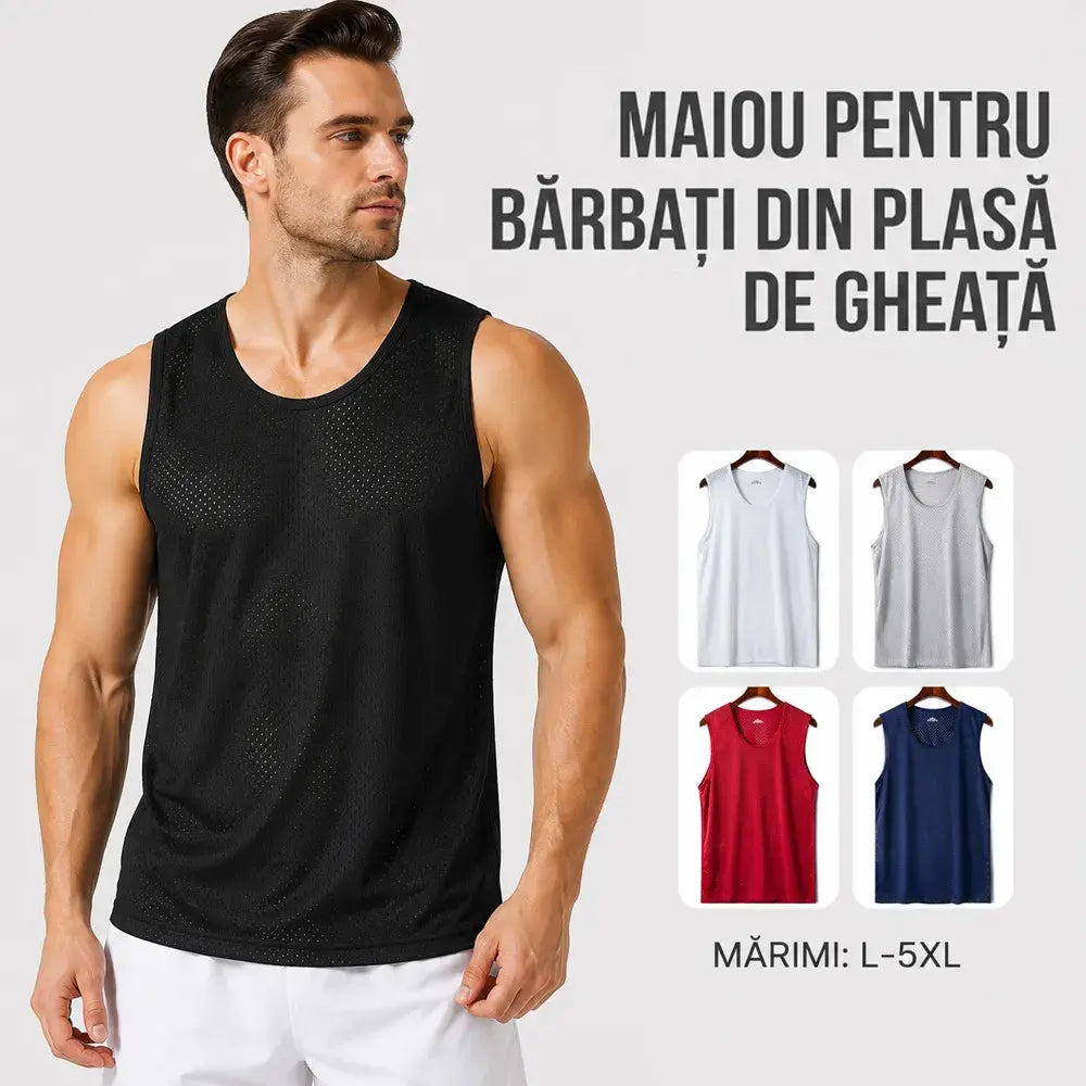 👕【Set de 3 bucăți】Maiouri bărbătești casual din material răcoros tip mătase de gheață ✅ Ușoare, respirabile și cu uscare rapidă