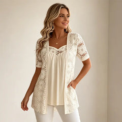 👚 Bluze Elegante Efect 2-în-1 cu Dantelă și Mesh – Design Anti-Burtică pentru Subțiere, 5 Culori, Mărimi S-4XL! 🌸✨