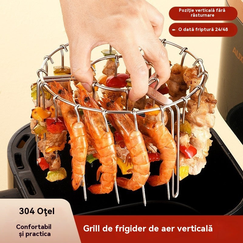 🍢🍖🍗Grătar din oțel inoxidabil 304 cu 24 de țepușe pentru cuptor cu aer cald