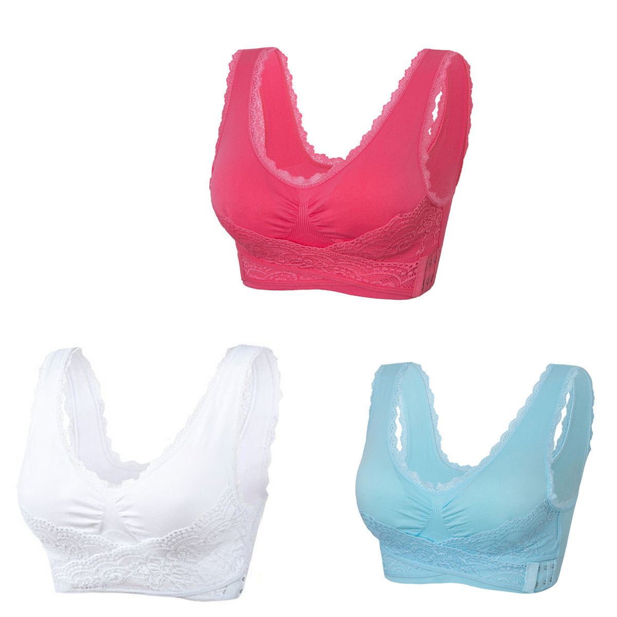 🔥【35kg-110kg】Sutien sport confort pentru somn din dantelă mărime plus (6 bucăți)>Potrivit femeilor peste 35 de ani (recomandat de medic)💕