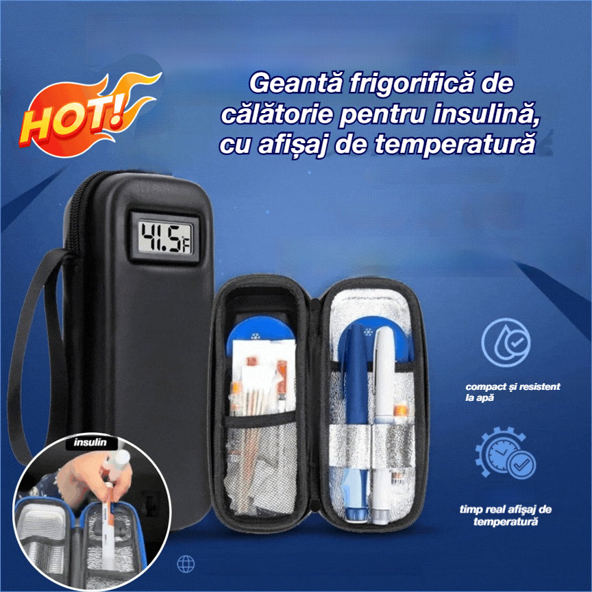 ❄️🧳 Geantă frigorifică de călătorie pentru insulină, cu afișaj de temperatură 📊