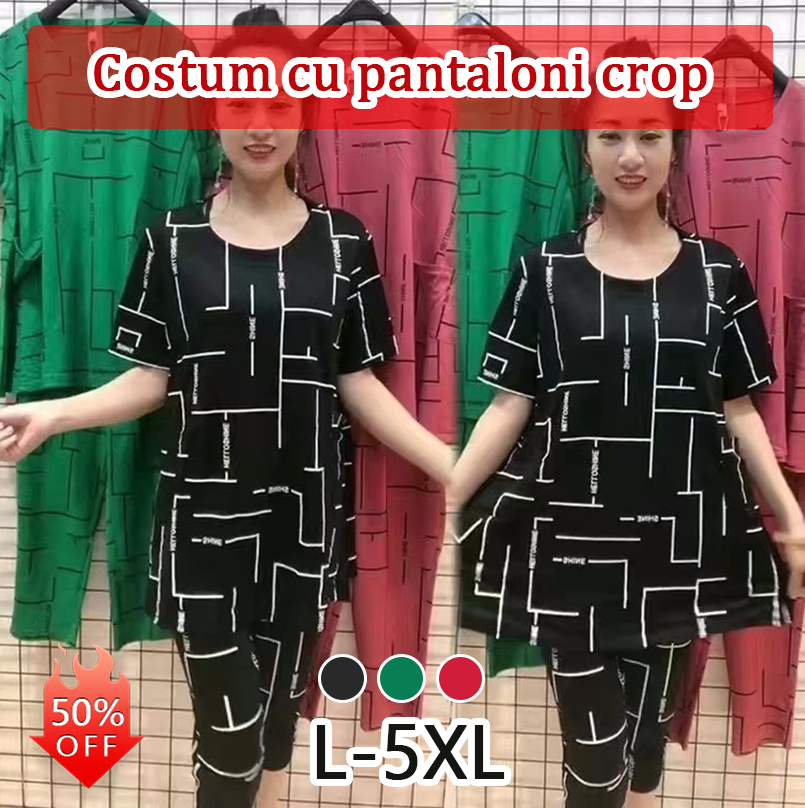🔥【Top + Pantaloni】🔥Set din bumbac, la modă, lejer și confortabil