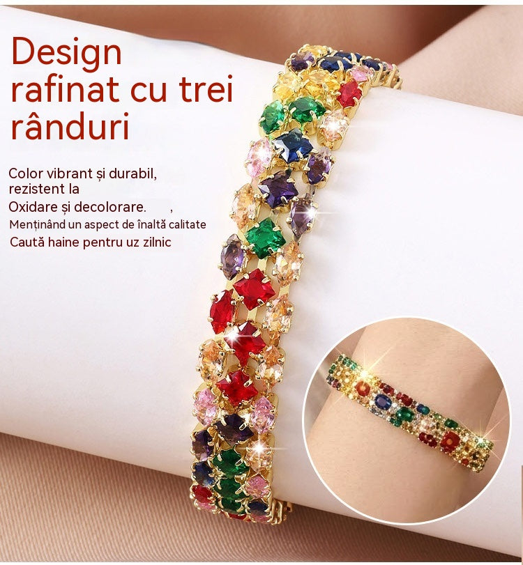 ✨Brățară cu zirconiu cubic geometric, în stil boem, colorată