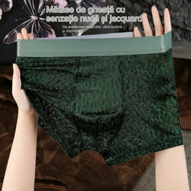 【L-4XL】Lenjerie intimă bărbătească din plasă de mătase glacială, mărime mare, respirabilă.