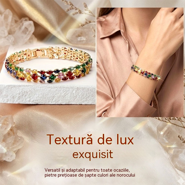 ✨Brățară cu zirconiu cubic geometric, în stil boem, colorată