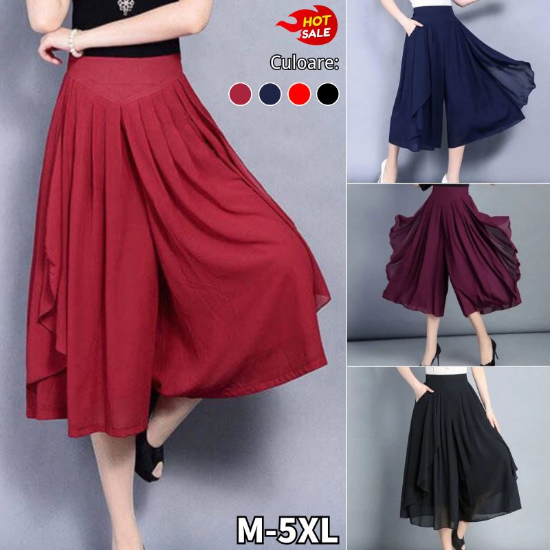 2026 New Fashion Ice Silk Pantaloni din șifon subțiri cu talie înaltă