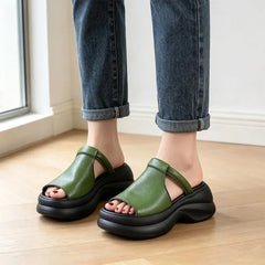 🔥【35-40】👡Sandale noi pentru femei, cu talpă groasă și care sporesc înălțimea (înălțimea tocului 6 cm)