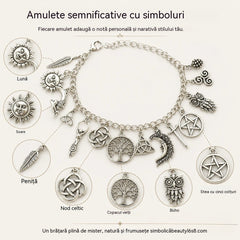 🔮✨Brățară cu pandantive vintage, aer mistic pentru femei – Bijuterii cerești, gotice și boho