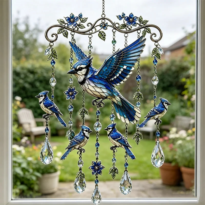 🐦Clopoțel de vânt din cristal cu colibri și model pictat în stil retro