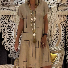 🏆👗【S-5XL】Rochie imprimată din bumbac cu decolteu în V