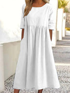 👗【S-5XL】Rochie Lejeră cu Buzunare 2025 🧵 | Bumbac, Culoare Vopsită în Nuanțe Naturale 🌿