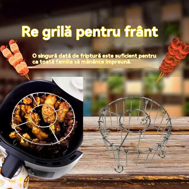 🍢🍖🍗Grătar din oțel inoxidabil 304 cu 24 de țepușe pentru cuptor cu aer cald