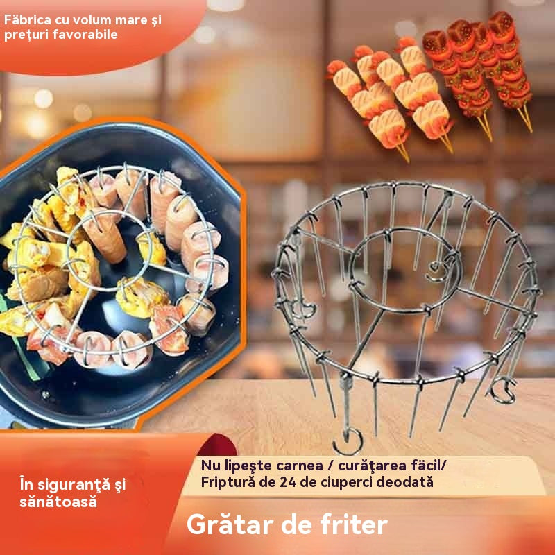 🍢🍖🍗Grătar din oțel inoxidabil 304 cu 24 de țepușe pentru cuptor cu aer cald