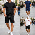 ✨【Plata la livrare】Set sport de vară pentru bărbați, format din 2 piese - tricou confortabil cu mânecă scurtă și pantaloni scurți pentru purtare zilnică și relaxare acasă
