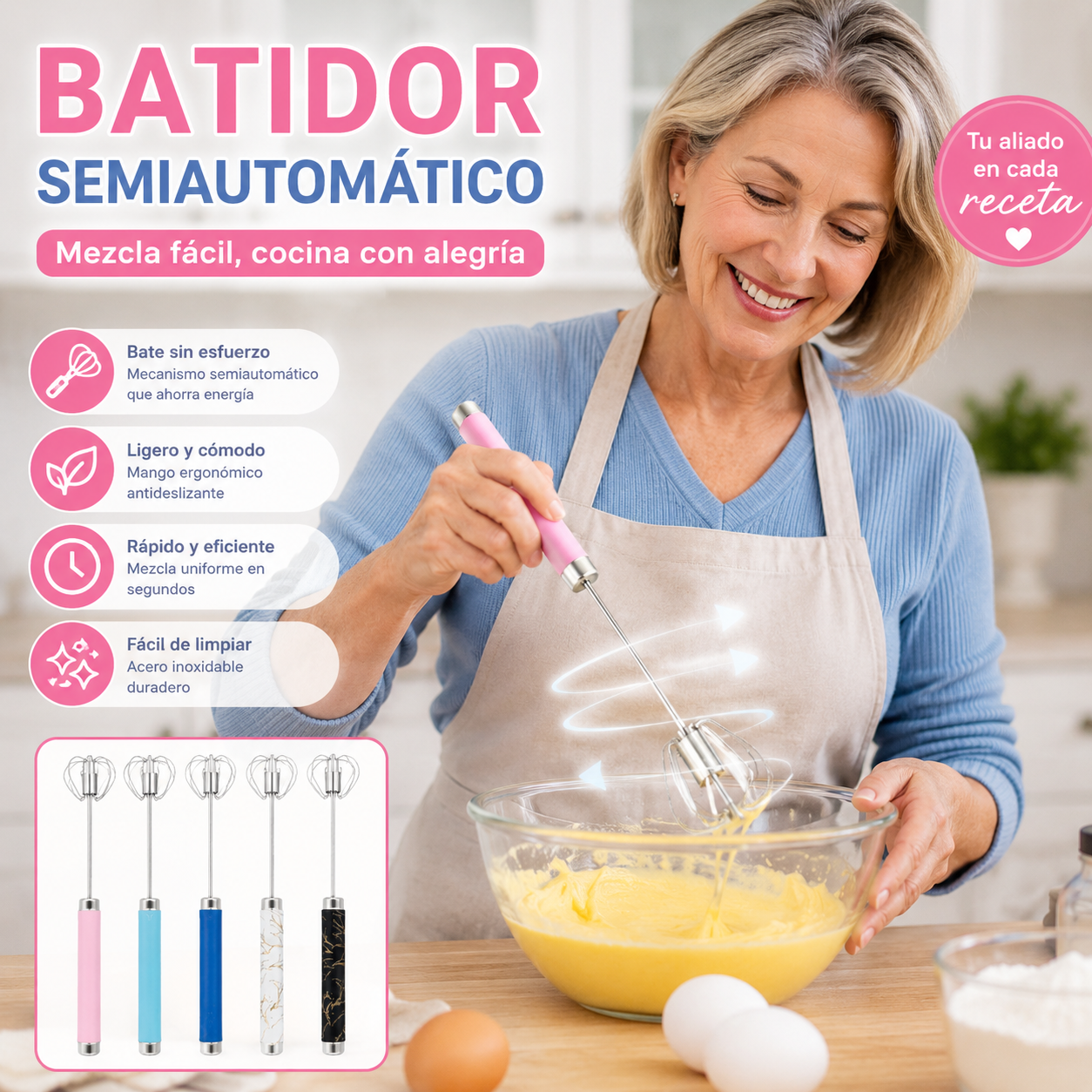 🥳 Cumperi 1 și primești încă 1 GRATUIT! 💞🥚 Tel semiautomat din oțel inoxidabil – Amestecă ouăle și frișca rapid, fără curent electric! ✨