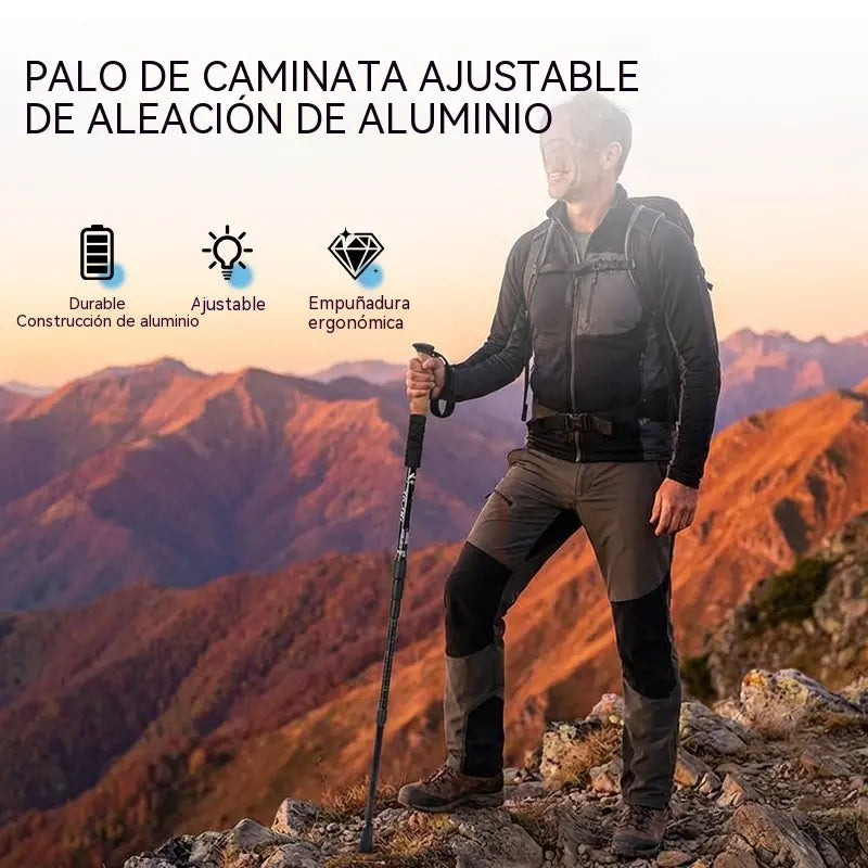 Băț de trekking reglabil din aliaj de aluminiu: durabil, cu absorbție a șocurilor și ușor.