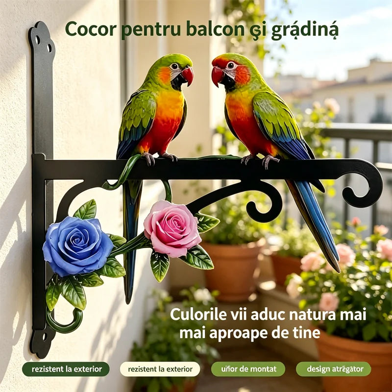 【Decorațiuni de Grădină 2026】Suport de Perete din Fier Forjat pentru Ghivece, Cârlig Decorativ Retro cu Păsări și Flori pentru Curte (6 Modele) ✨
