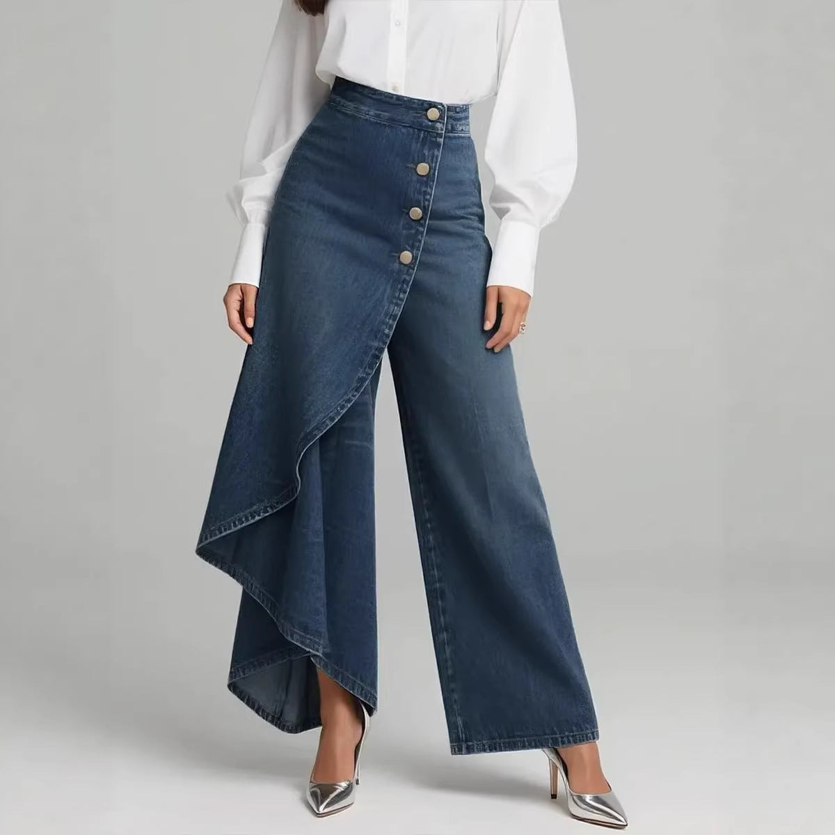 🥇Spodnie jeansowe damskie z wysokim stanem, luźny krój, wygodne w noszeniu, elegancki i modny design1