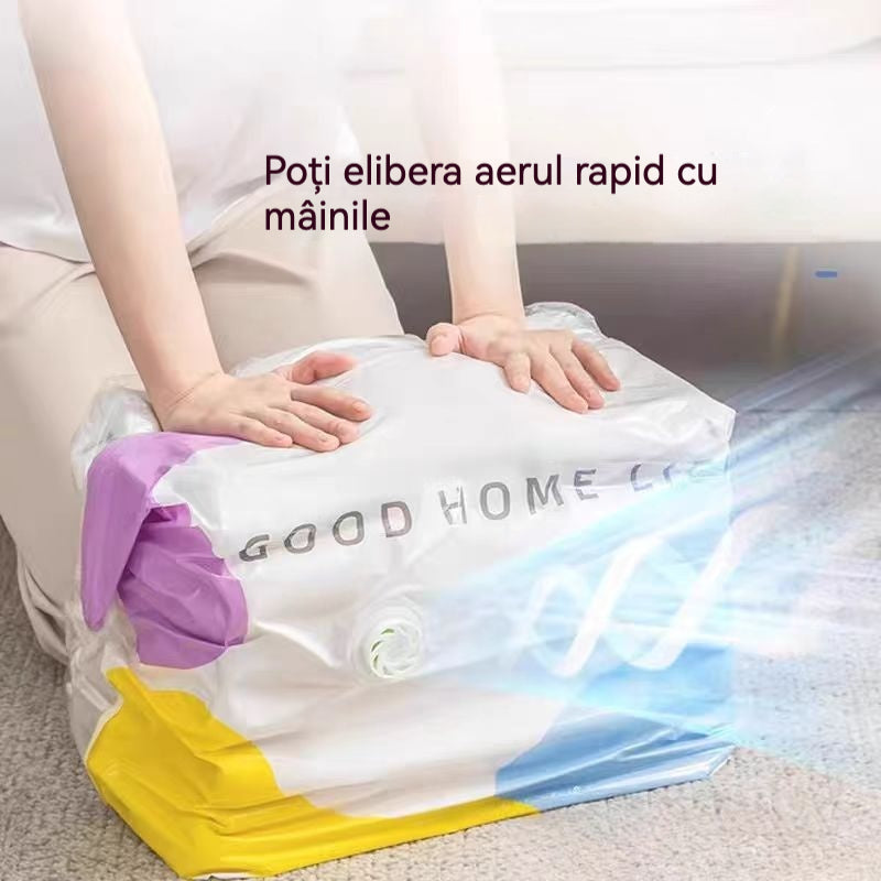 🧳【Set de 5 Piese】💨 Saci de Vidat și Compresie Mari pentru Depozitare - Fără pompă, anti-scurgere, ideali pentru economisirea spațiului în valiză și acasă ✈️