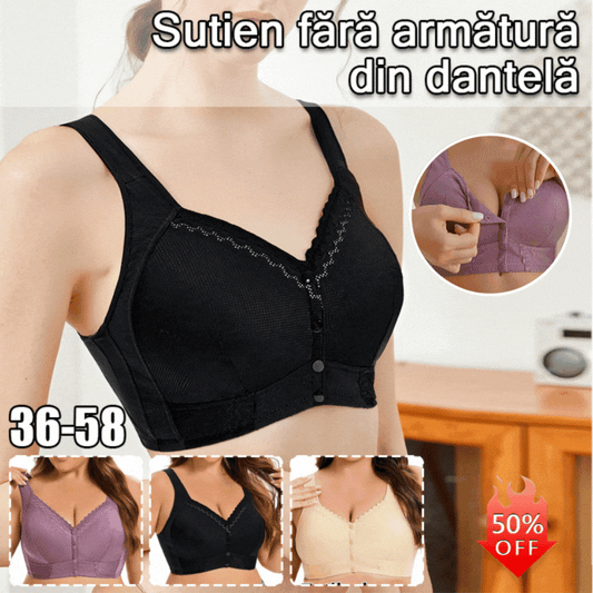 (3/6buc）💕🎁【45kg-155kg】Sutien supradimensionat, respirabil, din bumbac moale, cu nasturi frontali