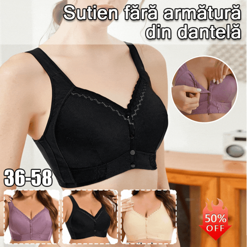 (3/6buc）💕🎁【45kg-155kg】Sutien supradimensionat, respirabil, din bumbac moale, cu nasturi frontali