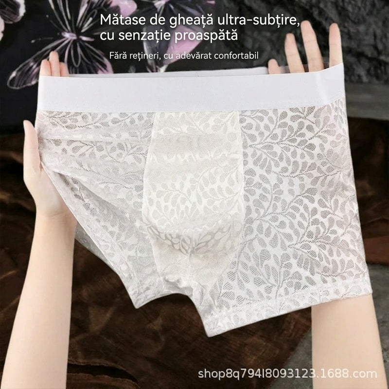 【L-4XL】Lenjerie intimă bărbătească din plasă de mătase glacială, mărime mare, respirabilă.