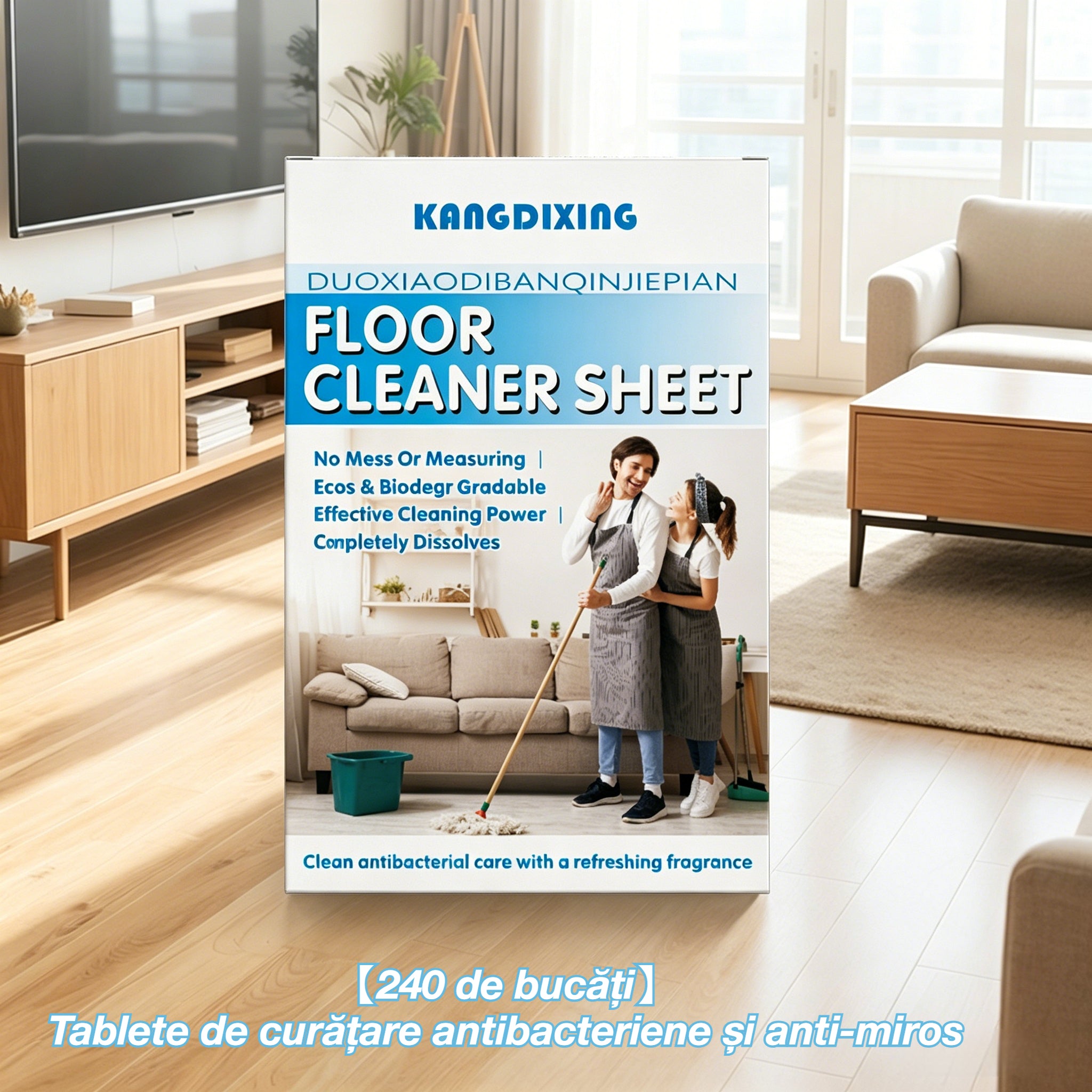 🧹✨ 【240 de bucăți】Tablete de curățare antibacteriene și anti-miros | potrivite pentru podele din lemn masiv, pardoseli laminate, gresie și pereți