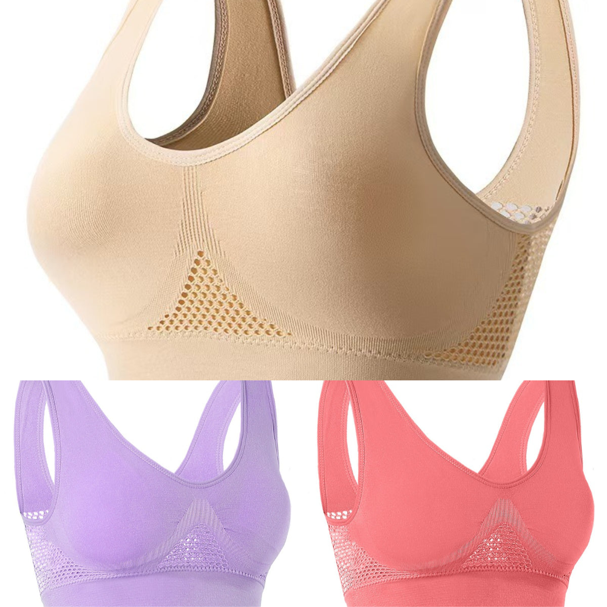 【50% OFF]🥰【Pachet de 3】Sutien respirabil și răcoros pentru mărimi mari❤️【40-120KG】