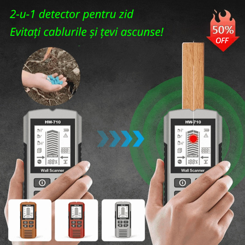🔍Detector multifuncțional pentru metale, lemn și cabluri; localizează în siguranță și cu precizie țevile și cablurile ascunse.