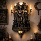 🌙Lampă de perete LED cu cele trei zeițe Hecate – lampă de perete stil Wicca